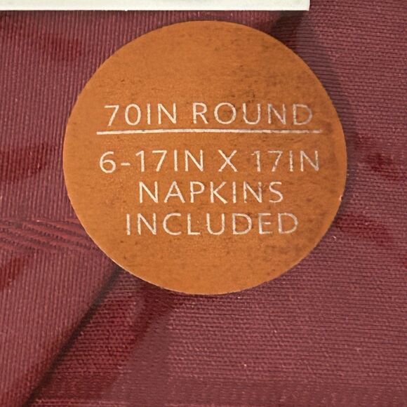 Huntington Home 70" Round Tablecloth & Napkin Set Burgundy Red Jacquard NIP - Picture 5 of 6